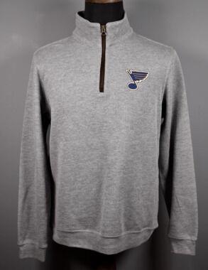 NHL Official Pullover 1/4 Zip St. Louis Blues Embroidered Logo Gray Size Med NEW